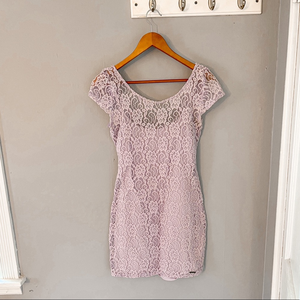 Abercrombie & Fitch Purple Lace Overlay Dress Medium